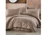 Satyna bawełniana Marsela 160x200 +2/70x80 light brown jednobarwna krateczka satynlove exclusive